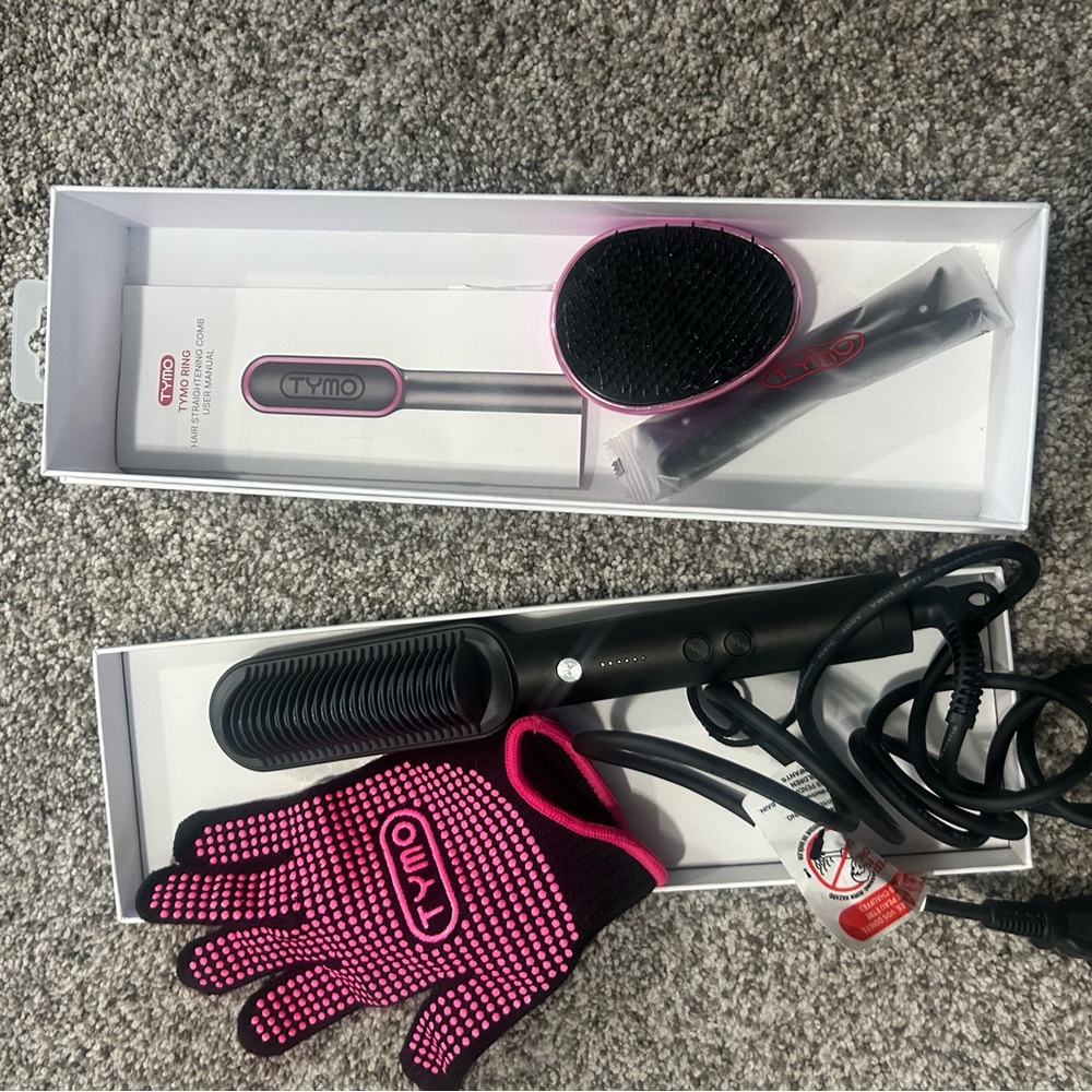Hair Straightener Brush, TYMO Ring Hair Straightener Comb Straightening Brush